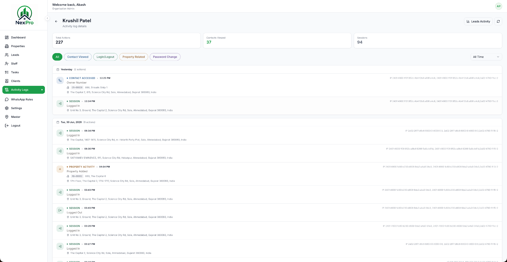 Activity & Login Tracking