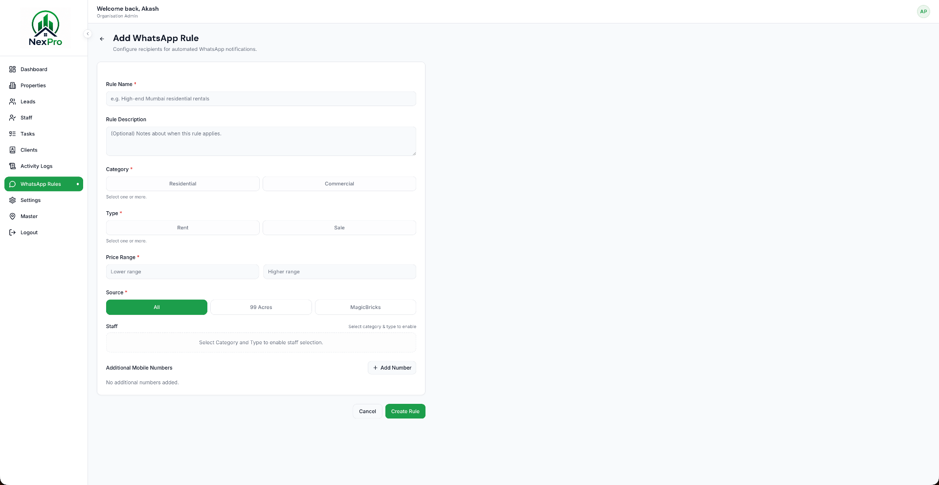 WhatsApp Rule Engine